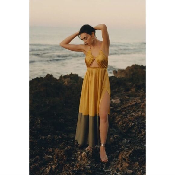 Anthropologie - Silk Colorblocked Maxi Dress - Picture 1 of 11